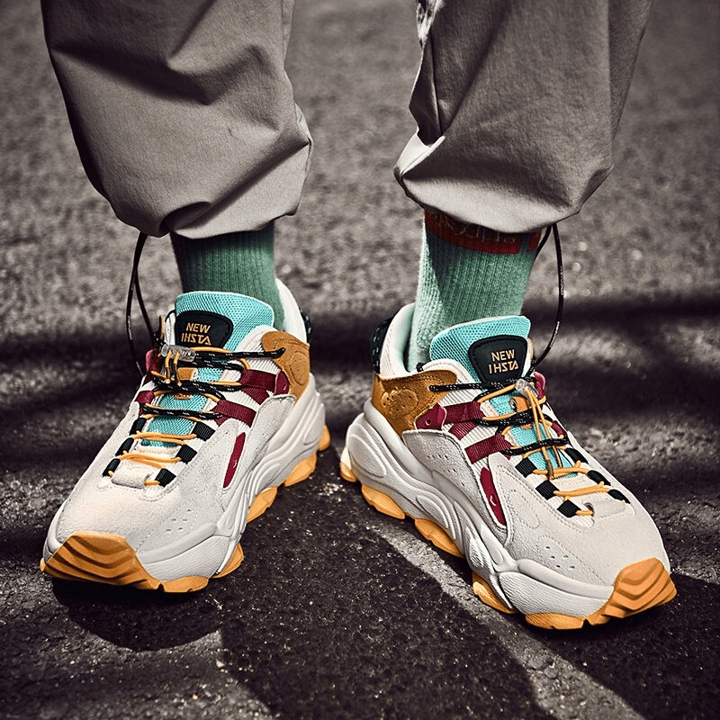 Stylish waterproof running shoes with thick bottom, showing colorful design and comfort, perfect for outdoor walking - Model SF0376